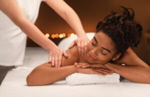 Female Taking Massage Therapy in South Calgary